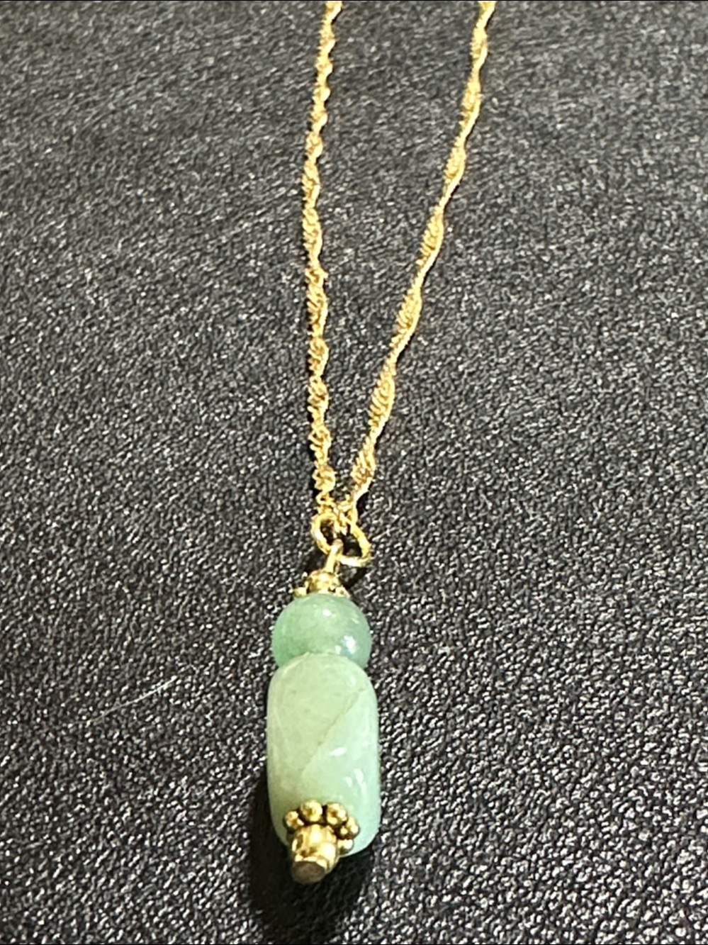 European 750 Gold Flat Link Twist Chain Artisan Natural Stone Pendant Necklace - Picture 9 of 12